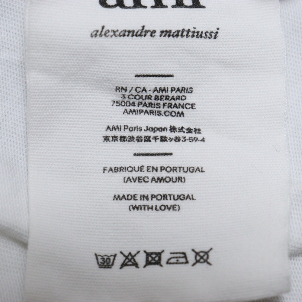 AMI Alexandre Mattiussi(アミアレクサンドルマテュッシ) T-Shirt ロゴ刺繍半袖Tシャツ ホワイト A21HJ128.726