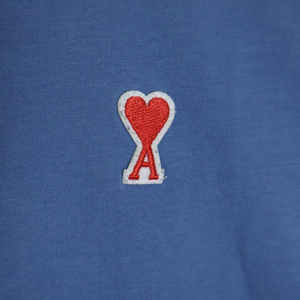 AMI Alexandre Mattiussi(アミアレクサンドルマテュッシ) AMI DE COEUR T-SHIRT ロゴ刺繍半袖Tシャツ ブルー A20HJ108.723