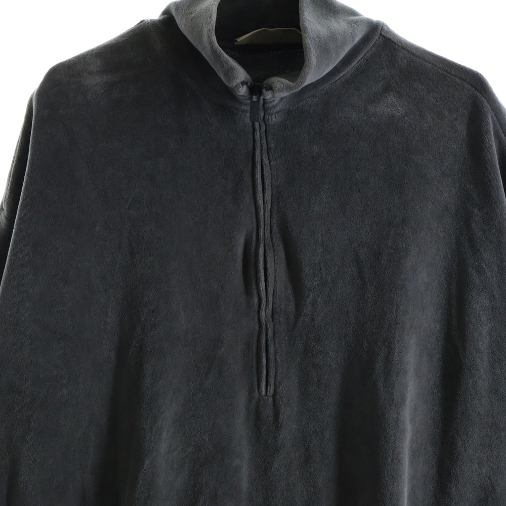 FEAR OF GOD ESSENTIALS(フィアオブゴッド エッセンシャルズ) VELOR TRACK SHIRT ハーフジップ ベロア半袖シャツ グレー