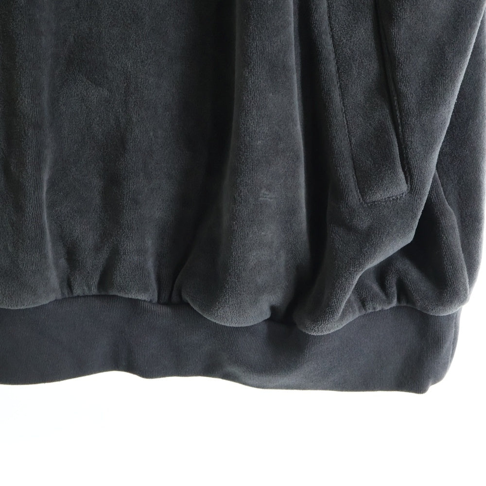 FEAR OF GOD ESSENTIALS(フィアオブゴッド エッセンシャルズ) VELOR TRACK SHIRT ハーフジップ ベロア半袖シャツ グレー