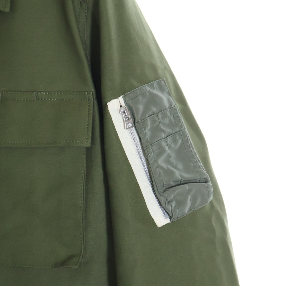 WTAPS(ダブルタップス) ×sacai Cotton Back Satin Jacket 02 ×サカイ コットンバックサテンジャケット 02 ドッキングミリタリージャケット 25-03694M オリーブ