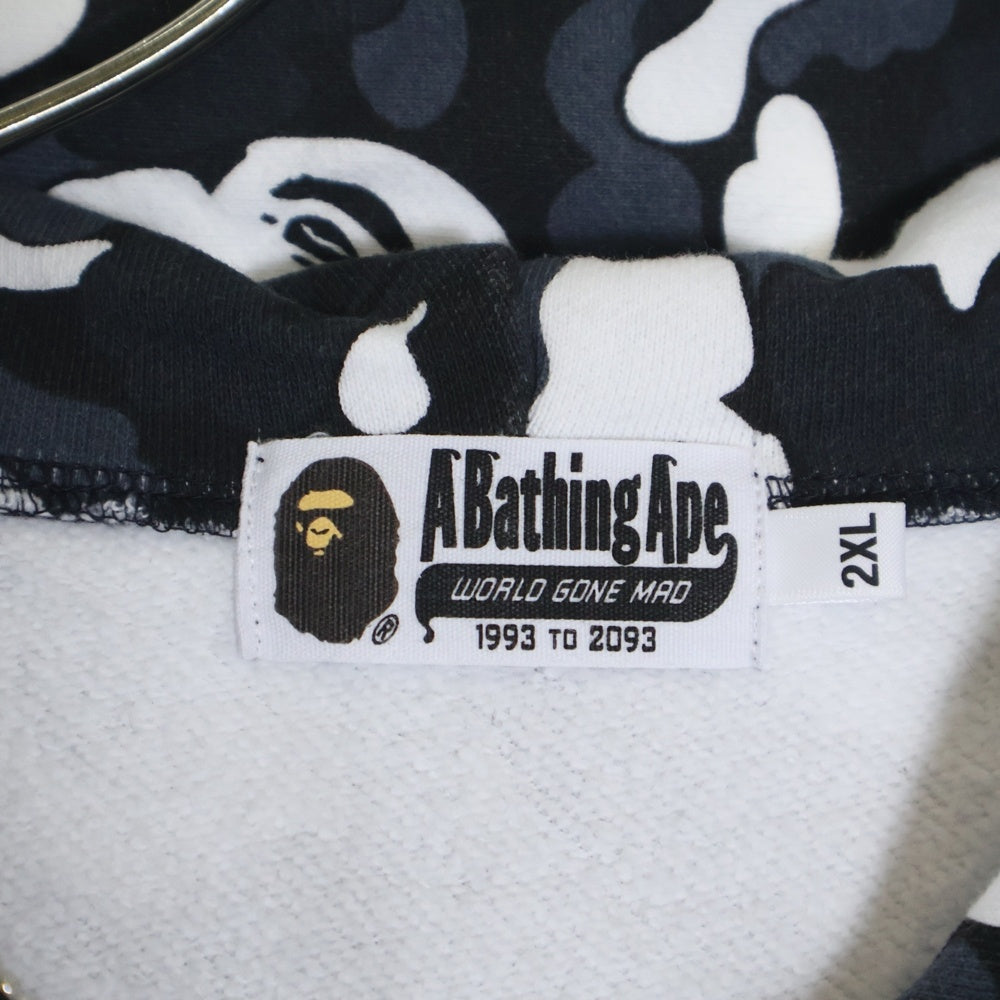 A BATHING APE(アベイシングエイプ) ×DSM CAMO SHARK FULL ZIP HOODIE ×ドーバーストリートマーケット カモシャークフルジップフーディー ロゴパッチフルジップスウェットパーカー ブラック