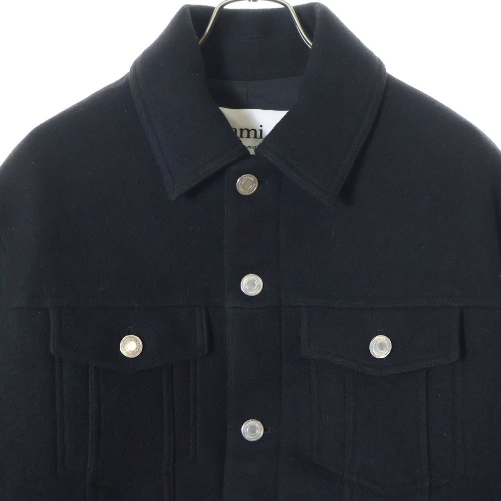 AMI Alexandre Mattiussi(アミアレクサンドルマテュッシ) 23AW Wool Boxy Jacket ウールボクシージャケット ボタンダウンウールジャケット UJK234.WV0020 ブラック