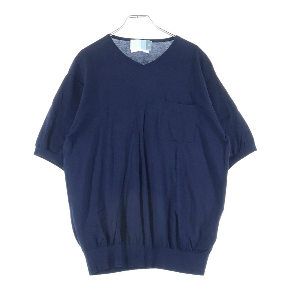 KITH(キス) 23SS Sylvan Knit V Neck T-Shirt ロゴ刺繍 半袖Tシャツ ネイビー KH030119