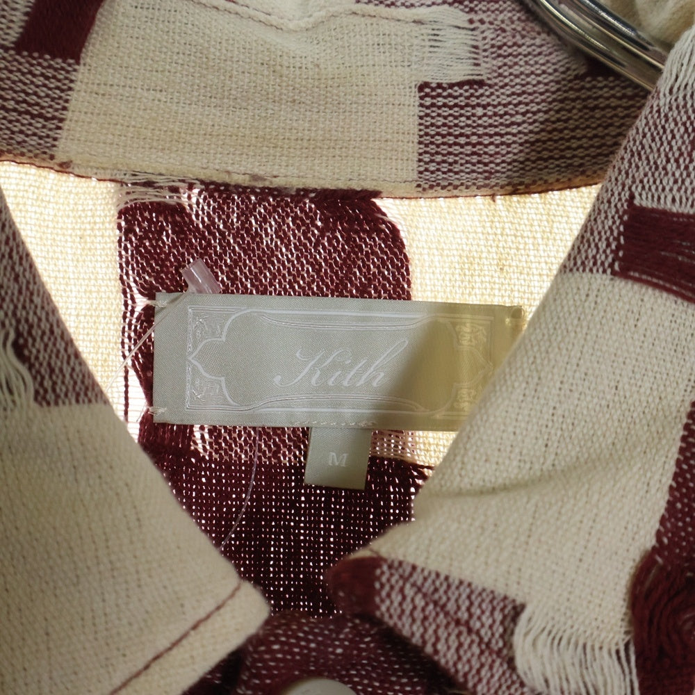 KITH(キス) 24SS Jumbo Houndstooth Overshirt ジャンボ ハウンドトゥース オーバーシャツ 長袖シャツ レッド