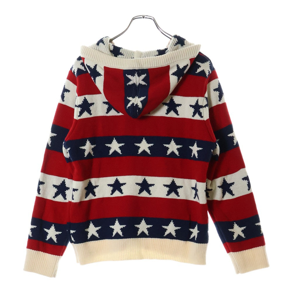 AFB(エーエフビー) STAR KNIT HOODIE ジップアップニットパーカー フーディー レッド