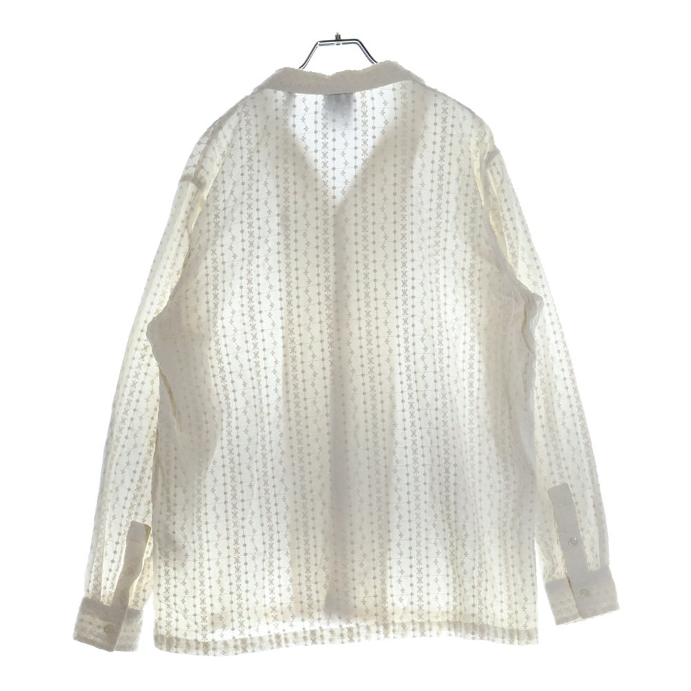 KITH(キス) Embroidered Voile L/S Thompson Camp Collar Shirt 刺繍半袖シャツ ホワイト KHM031064