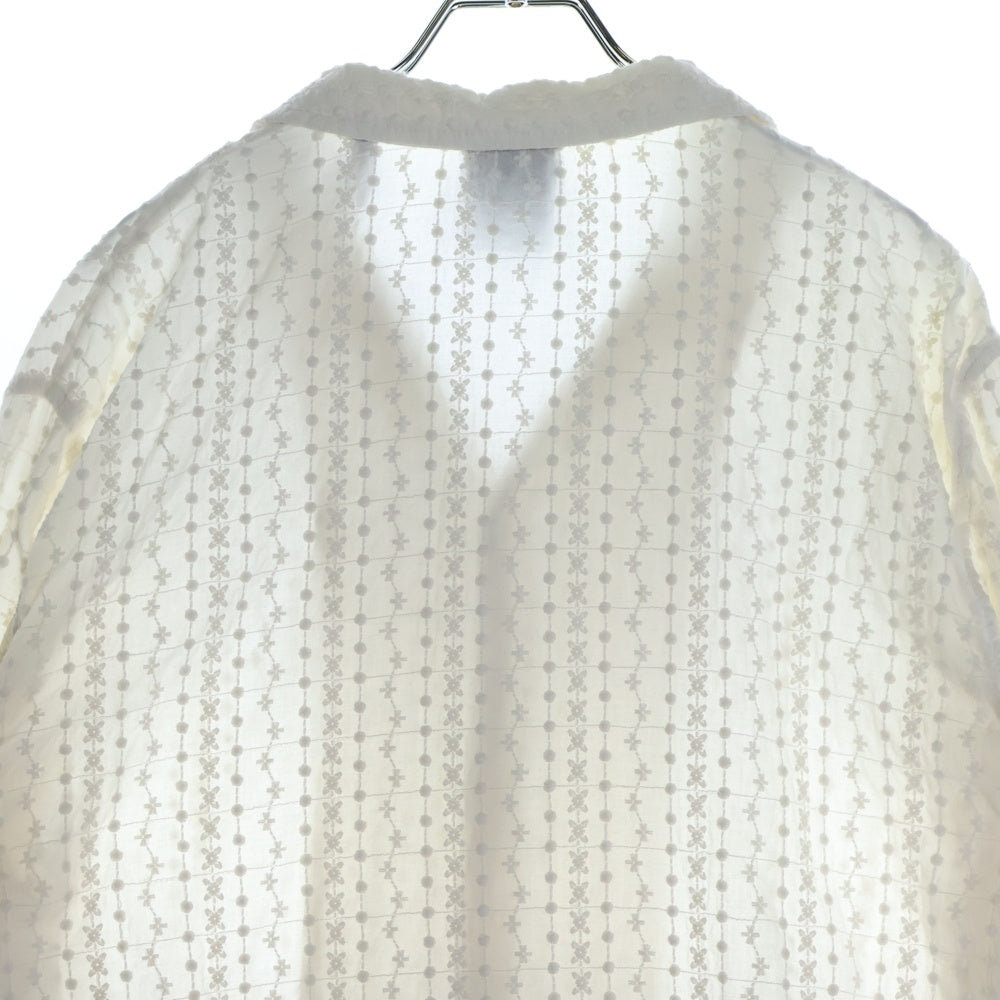 KITH(キス) Embroidered Voile L/S Thompson Camp Collar Shirt 刺繍半袖シャツ ホワイト KHM031064