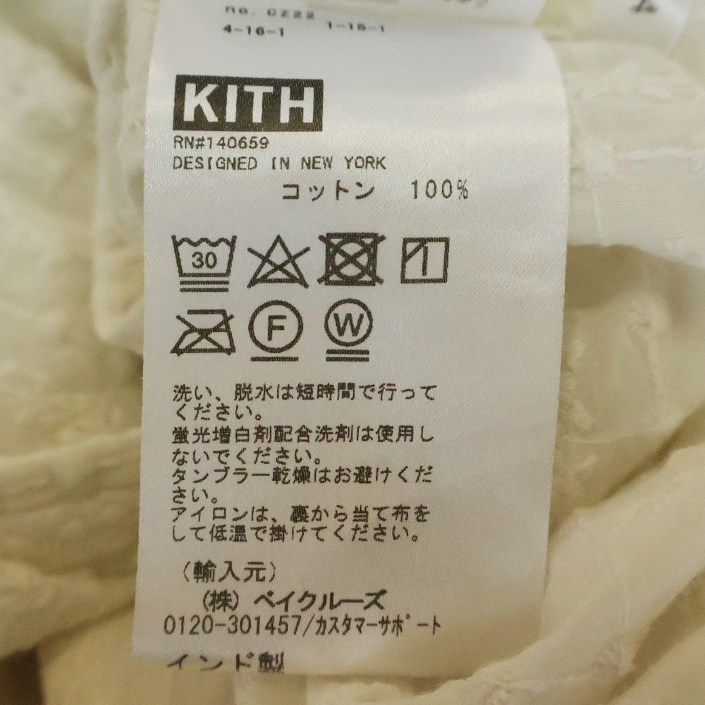 KITH(キス) Embroidered Voile L/S Thompson Camp Collar Shirt 刺繍半袖シャツ ホワイト KHM031064
