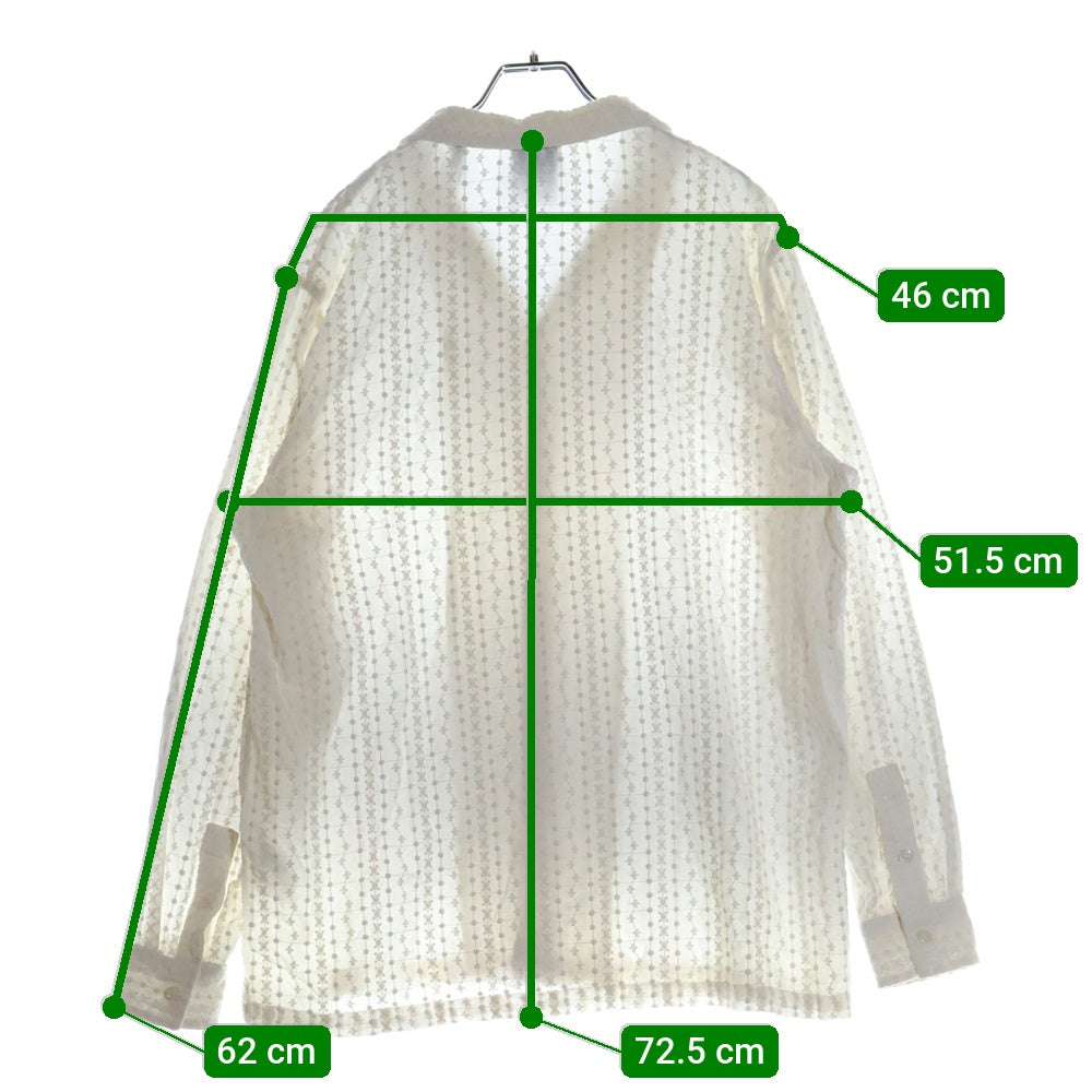 KITH(キス) Embroidered Voile L/S Thompson Camp Collar Shirt 刺繍半袖シャツ ホワイト KHM031064