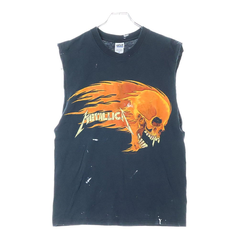 VINTAGE(ヴィンテージ) 90's METALLICA PUSHEAD SIDE FLAME SKULL anvil メタリカ スカルプリント 半袖Tシャツ カットソー ブラック