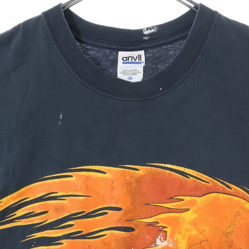 VINTAGE(ヴィンテージ) 90's METALLICA PUSHEAD SIDE FLAME SKULL anvil メタリカ スカルプリント 半袖Tシャツ カットソー ブラック