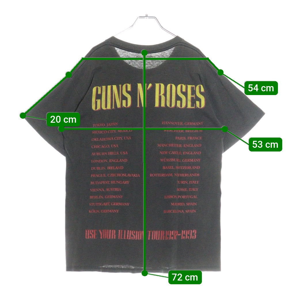 VINTAGE(ヴィンテージ) 90's GUNS N' ROSES ガンズアンドローゼズ ツアー 半袖Tシャツ カットソー ブラック