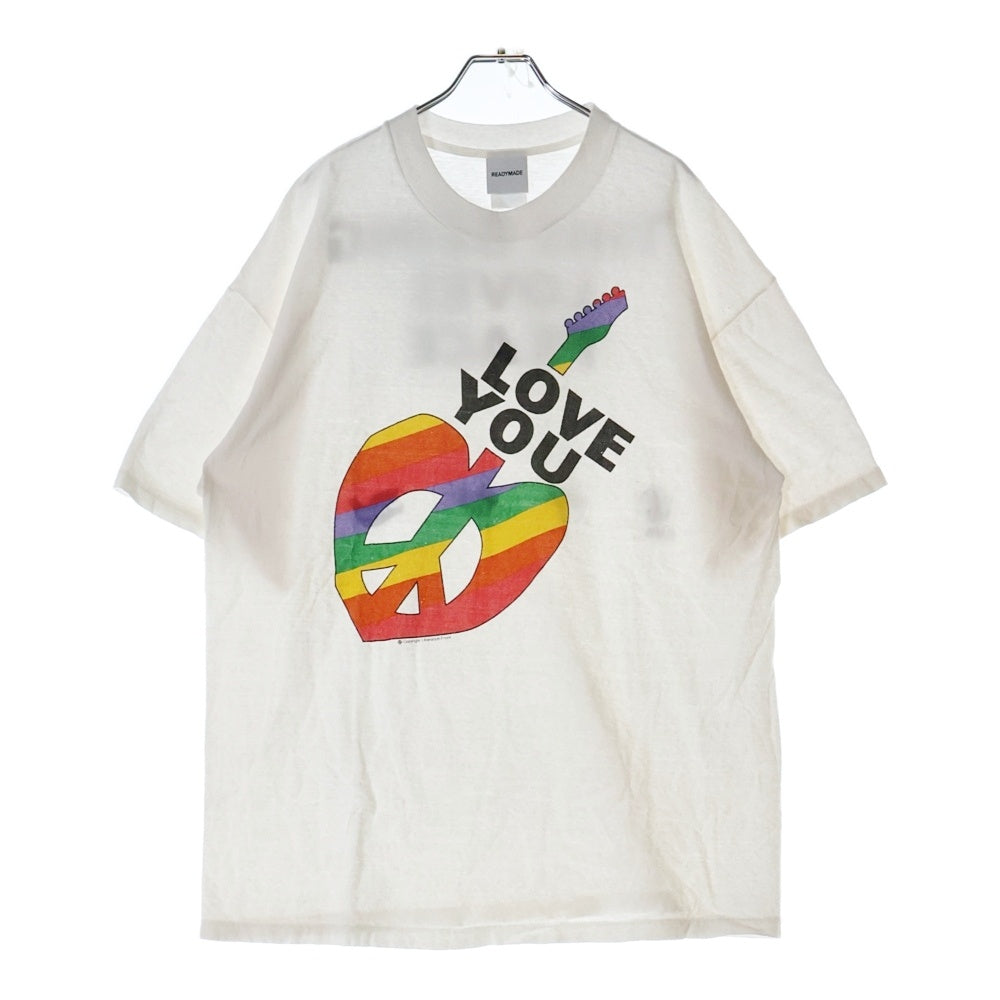 READY MADE(レディメイド) 24SS T SHIRT PEACE ピースプリント 半袖Tシャツ ホワイト RE-CO-WH-00-00-274