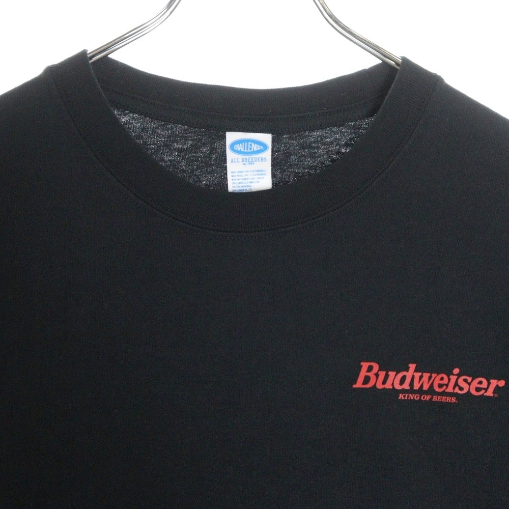 CHALLENGER(チャレンジャー) ×HAROSHI xBUDWEISER ×ハロシ ×バドワイザー バックプリント 半袖Tシャツ カットソー ブラック CLG BUD 025-003