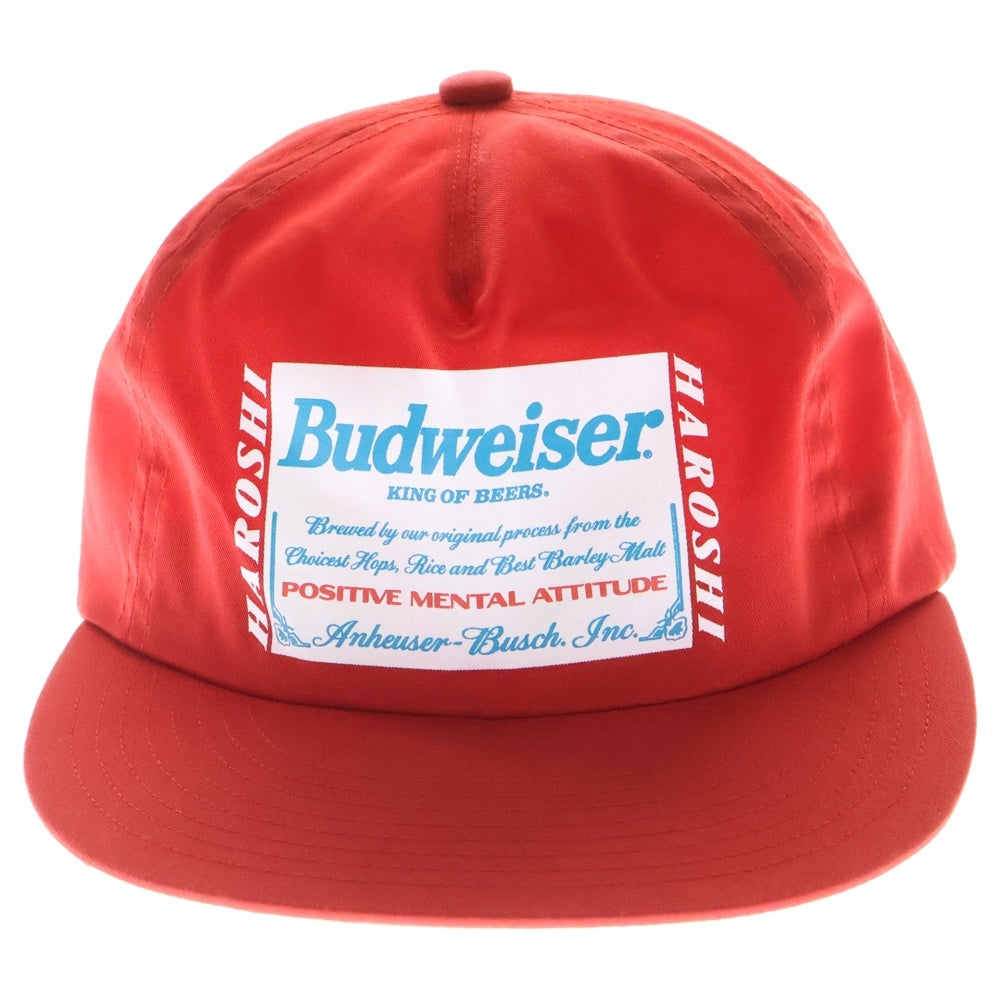 CHALLENGER(チャレンジャー) ×HAROSHI xBUDWEISER ×ハロシ ×バドワイザ- ロゴプリント ベースボールキャップ 帽子 レッド CLG BUD 025-004