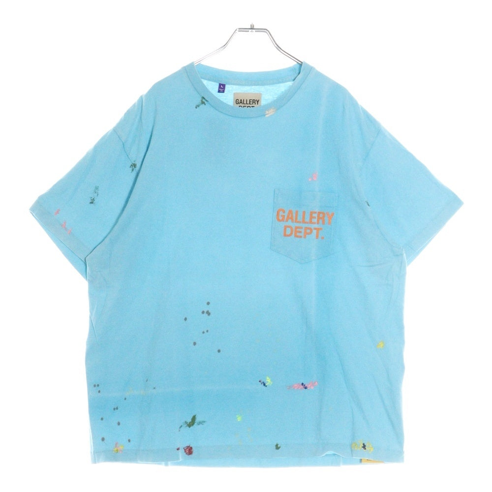 GALLERY DEPT.(ギャラリーデプト) Turquoise Paint Splatter Logo Tee 胸ポケット ロゴプリント ペイントデザイン半袖Tシャツ ターコイズ