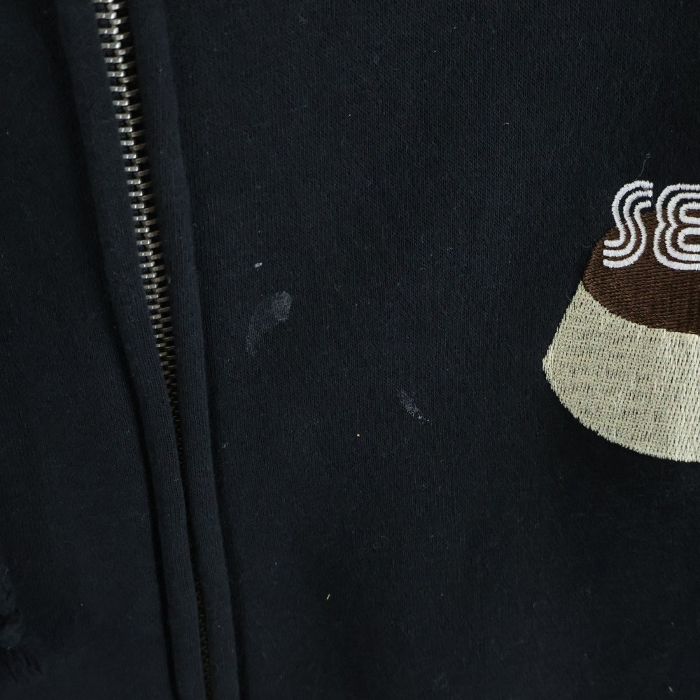 WIND AND SEA(ウィンダンシー) ロゴ刺繍 ジップアップフーディー パーカー ブラック WDS-KSDP-01