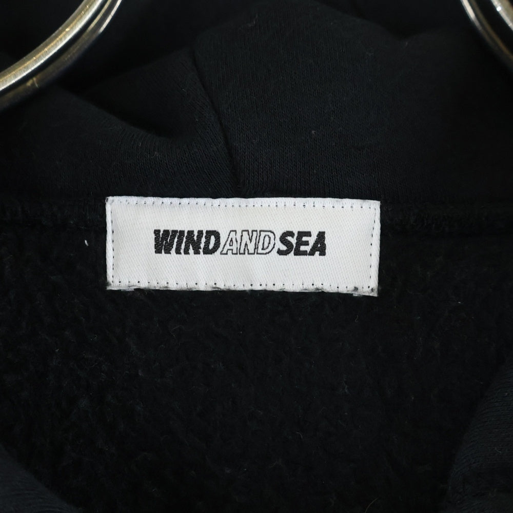 WIND AND SEA(ウィンダンシー) ロゴ刺繍 ジップアップフーディー パーカー ブラック WDS-KSDP-01