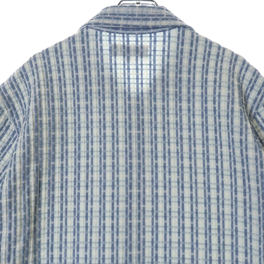KITH(キス) 25SS Bubble Check Short Sleeve Boxy Collared Overshirt バブルチェック ショート スリーブ ボックスカラー オーバーシャツ 半袖シャツ ブルー
