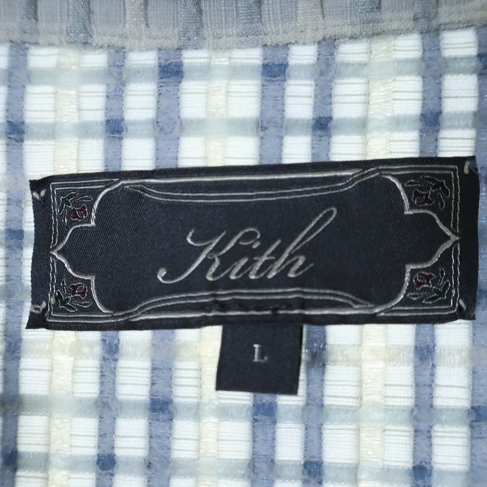KITH(キス) 25SS Bubble Check Short Sleeve Boxy Collared Overshirt バブルチェック ショート スリーブ ボックスカラー オーバーシャツ 半袖シャツ ブルー