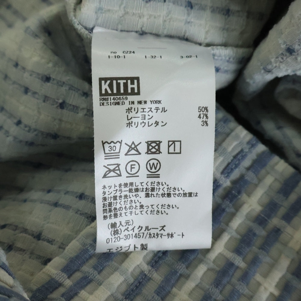 KITH(キス) 25SS Bubble Check Short Sleeve Boxy Collared Overshirt バブルチェック ショート スリーブ ボックスカラー オーバーシャツ 半袖シャツ ブルー
