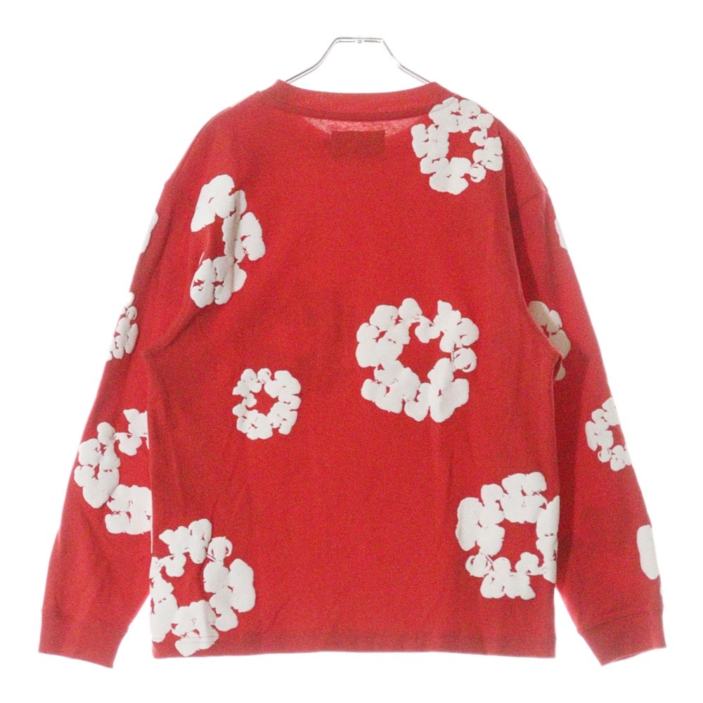DENIM TEARS(デニムティアーズ) Long Sleeve Cotton Wreath T-shirt ロングスリーブ コットン 長袖Tシャツ レッド/ホワイト