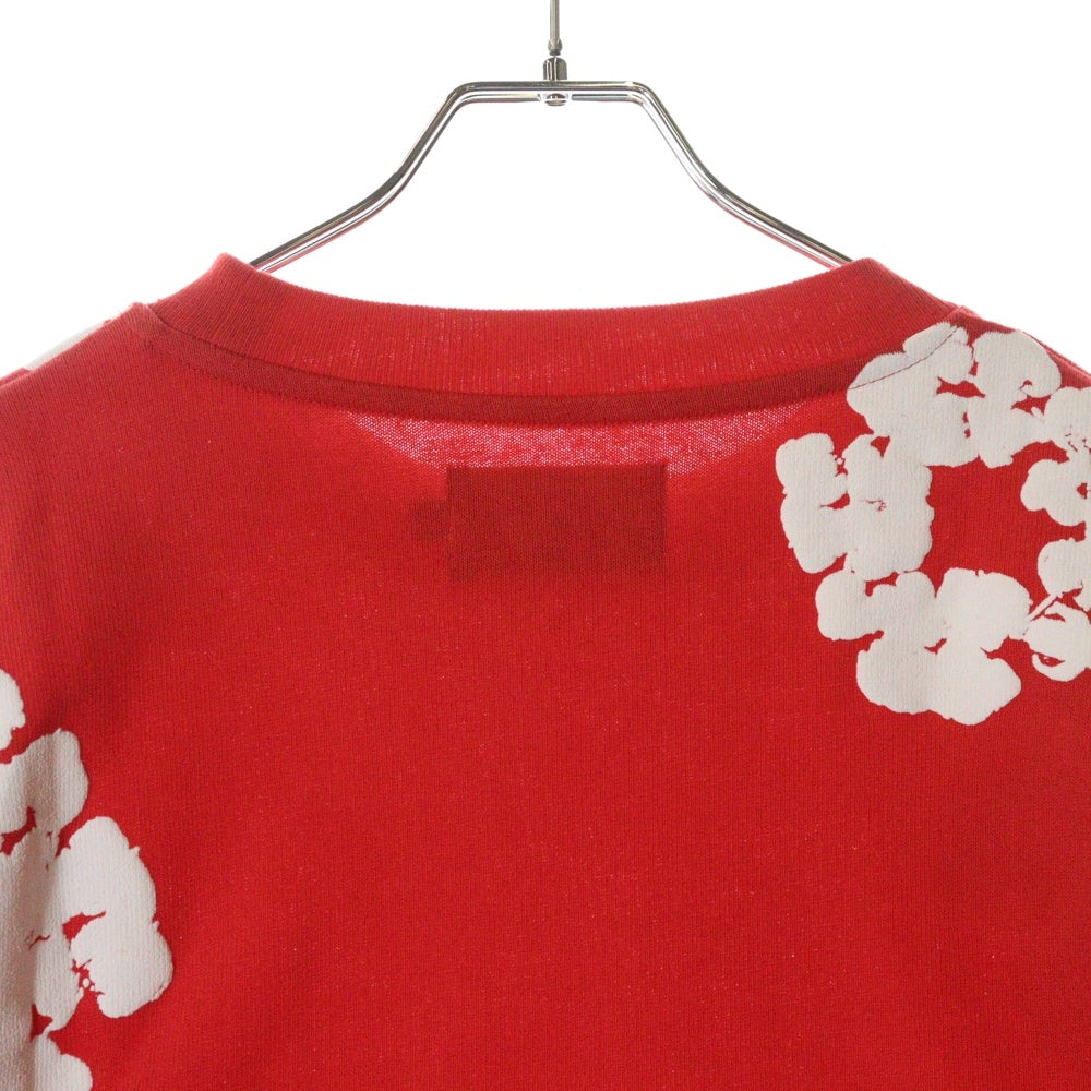 DENIM TEARS(デニムティアーズ) Long Sleeve Cotton Wreath T-shirt ロングスリーブ コットン 長袖Tシャツ レッド/ホワイト
