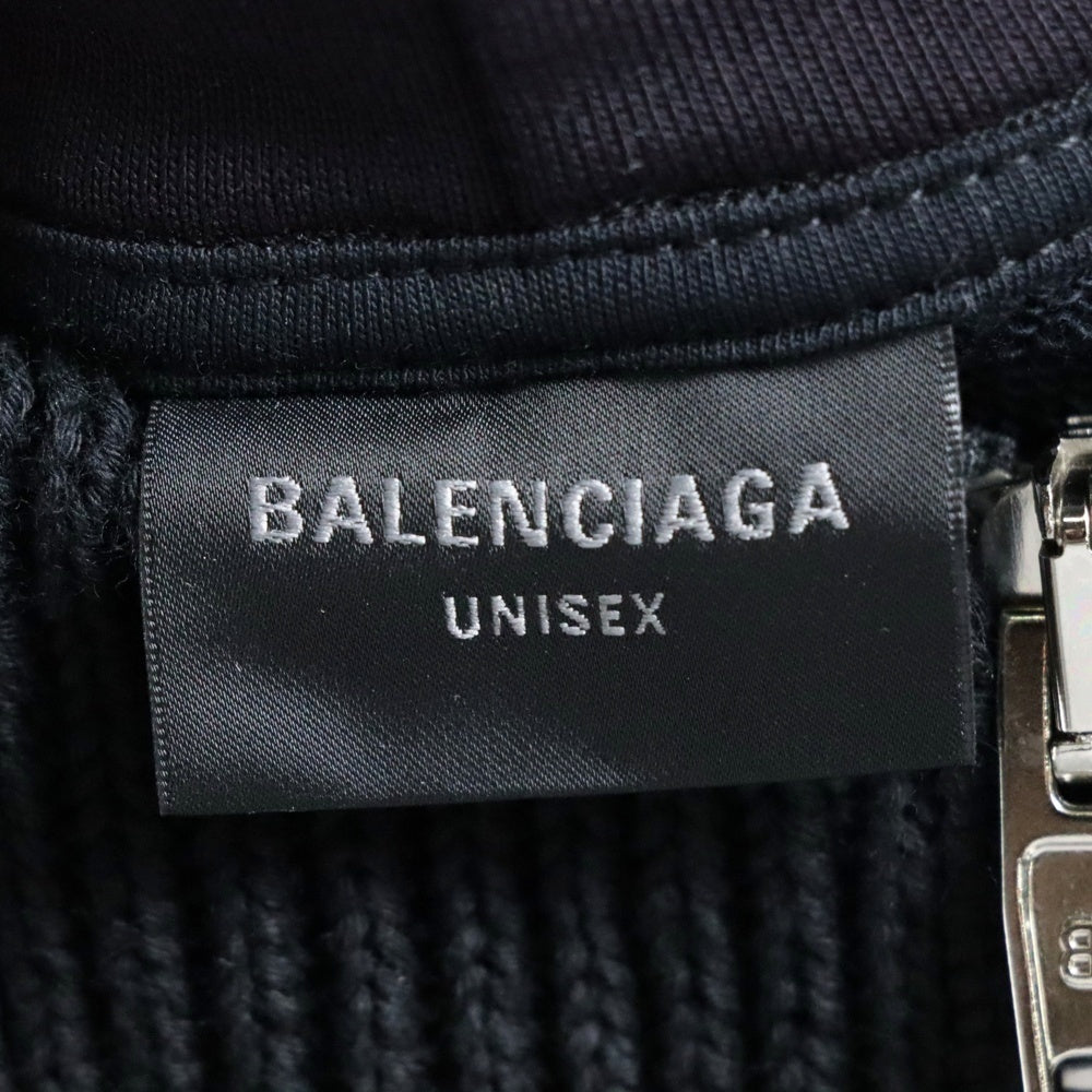 BALENCIAGA(バレンシアガ) 24SS Zip Up Cardigan レイヤード ジップアップカーディガン フーディー ブラック 771192 T3297