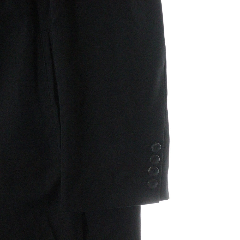 Yohji Yamamoto POUR HOMME(ヨウジヤマモト プールオム) 23SS 心しずかに… シワギャバダブルレイヤードコート メッセージプリントロングコート HZ-J12-100-2 ブラック