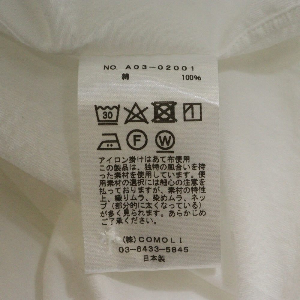 COMOLI(コモリ) 24AW コモリシャツ 長袖シャツ ホワイト A03-02001
