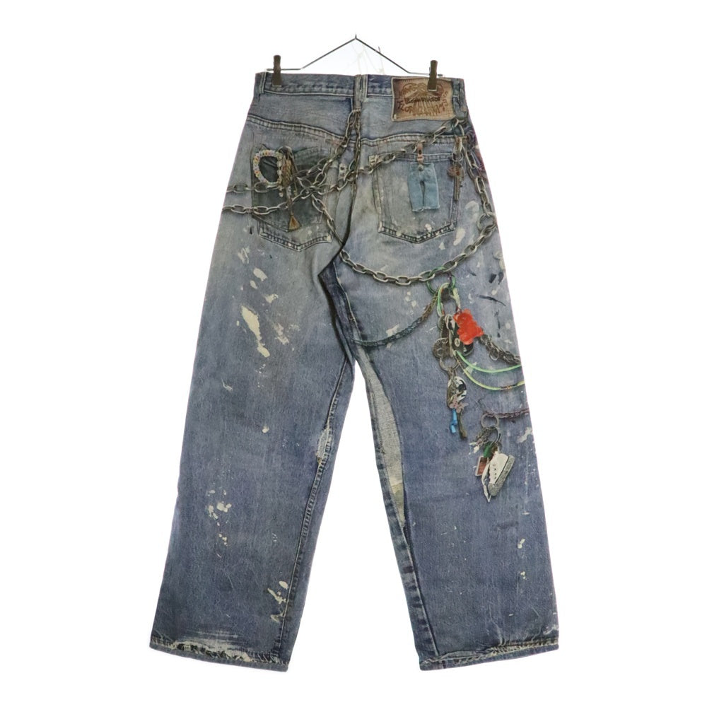Acne Studios(アクネ ストゥディオズ) トロンプルイユ チェーングラフィック ボタンフライ バギー デニムパンツ インディゴ FN-MN-TROU001020