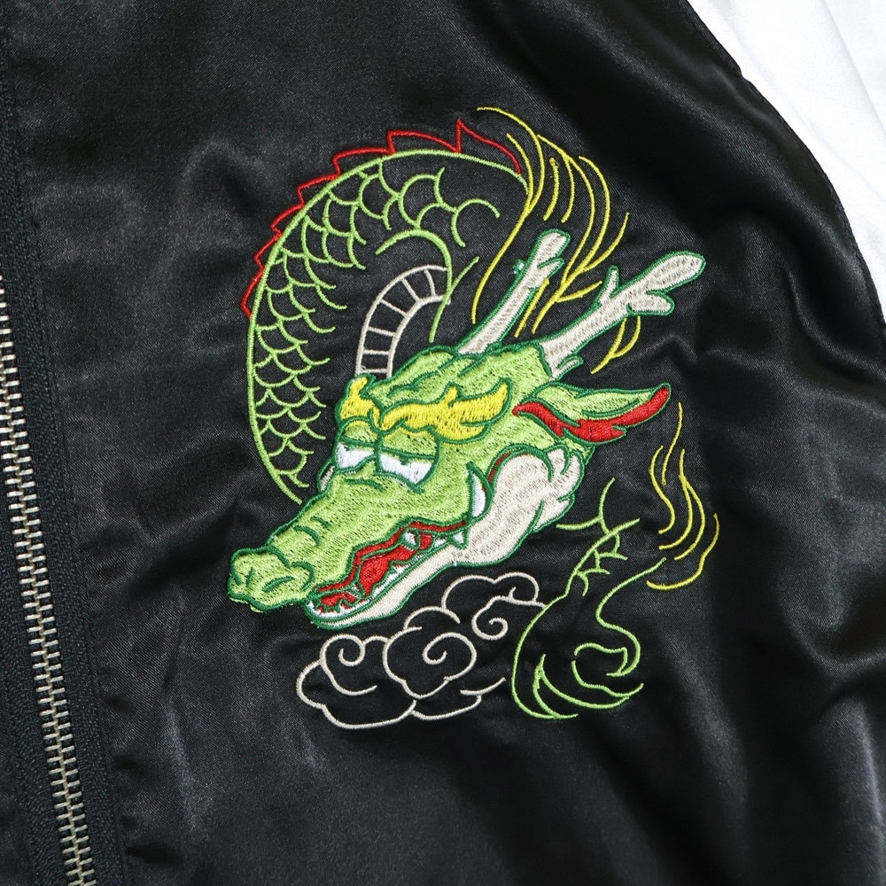 A'gem 9(エージェムナイン) 24AW ×.kom 神龍 CAT REVERSIBLE SUKAJAN キャット リバーシブルジップアップジャケット スカジャン ブルゾン AG24-H05 ブラック