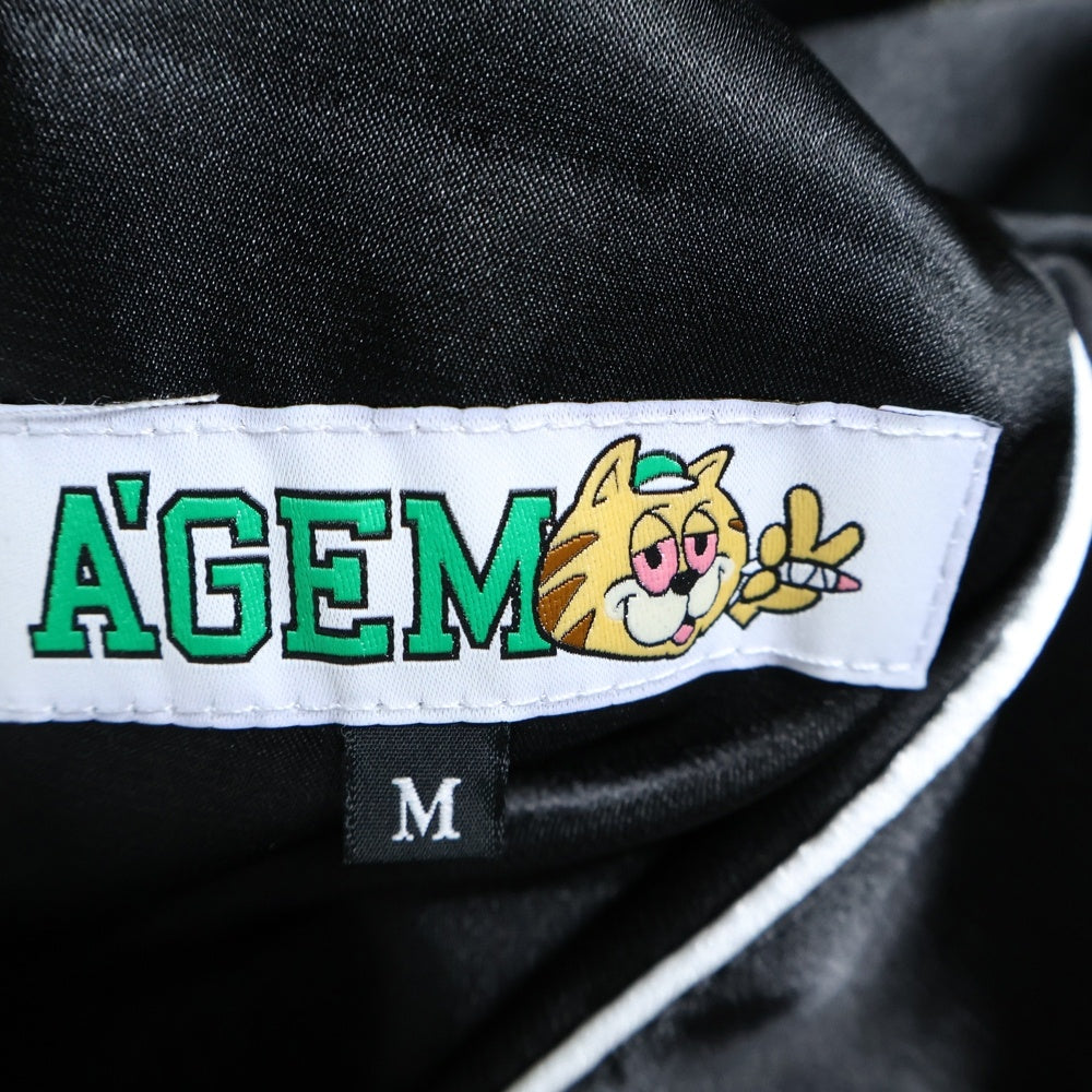 A'gem 9(エージェムナイン) 24AW ×.kom 神龍 CAT REVERSIBLE SUKAJAN キャット リバーシブルジップアップジャケット スカジャン ブルゾン AG24-H05 ブラック