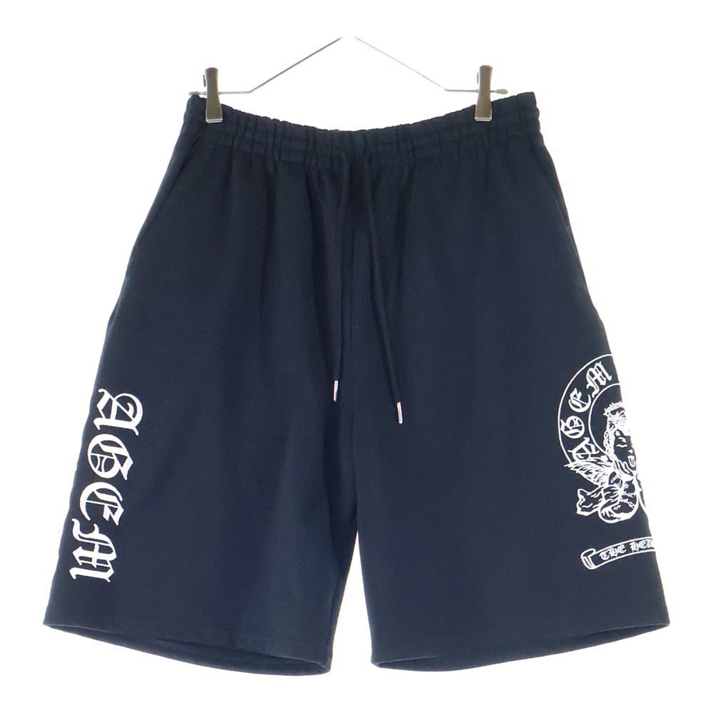 A'gem 9(エージェムナイン) 25SS ×.kom EMBROIDERY ANGEL HALF PT エンジェルエンブロイダリーロゴ ショーツ ハーフパンツ ブラック AGN25-C04