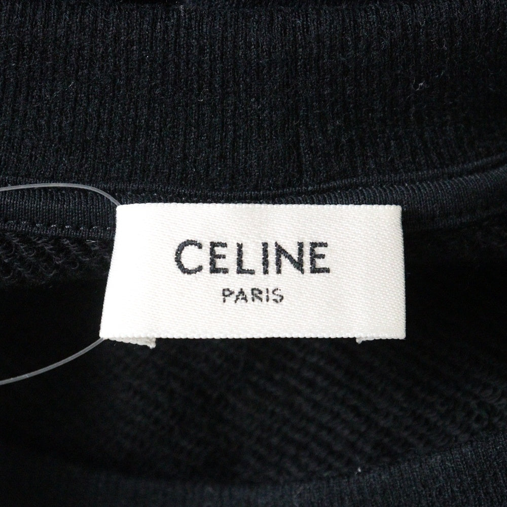 CELINE(セリーヌ) Oversized Cotton Cashmere Short Sleeve Sweat Shirts オーバーサイズコットンカシミアショートスリーブスウェットシャツ ロゴプリント半袖 2Y91A450I