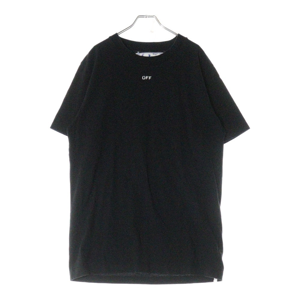 OFF-WHITE(オフホワイト) STENCIL S/S SLIM TEE バックプリント クルーネック半袖Tシャツカットソー OMAA027E20JER006 ブラック