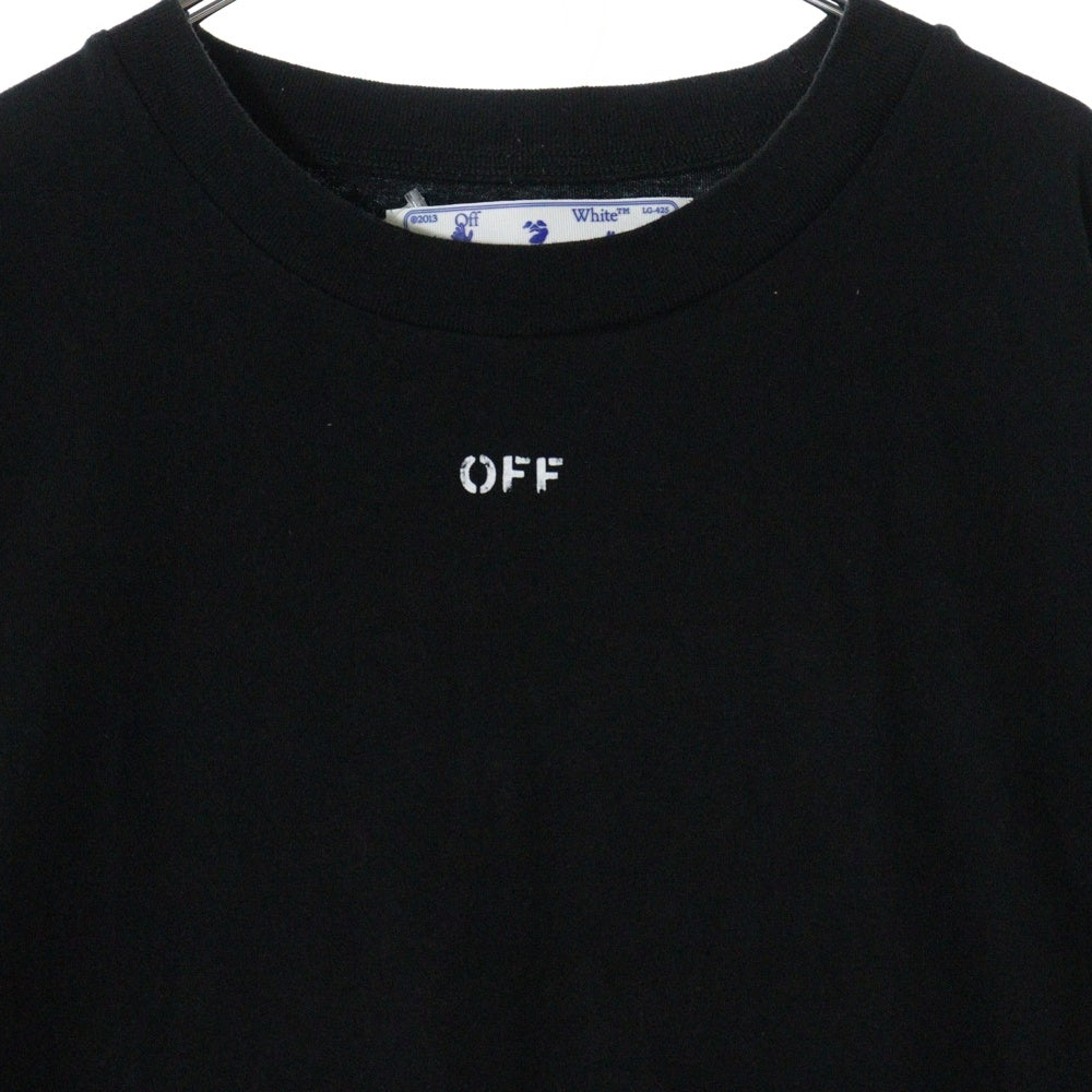 OFF-WHITE(オフホワイト) STENCIL S/S SLIM TEE バックプリント クルーネック半袖Tシャツカットソー OMAA027E20JER006 ブラック