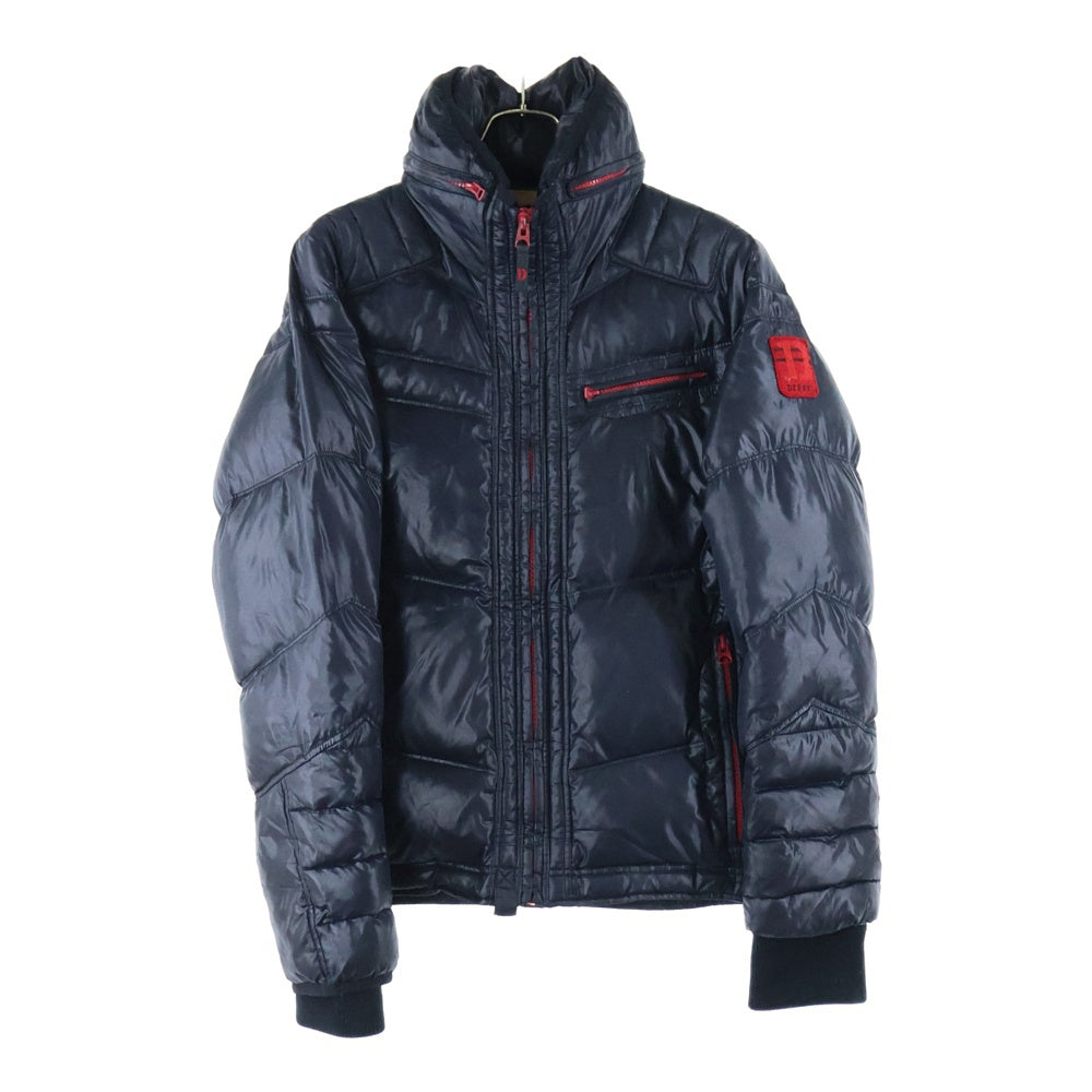 DIESEL(ディーゼル) ロゴパッチジップアップナイロンダウンジャケット ブラック