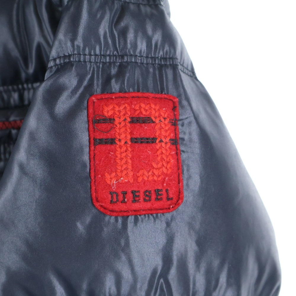 DIESEL(ディーゼル) ロゴパッチジップアップナイロンダウンジャケット ブラック
