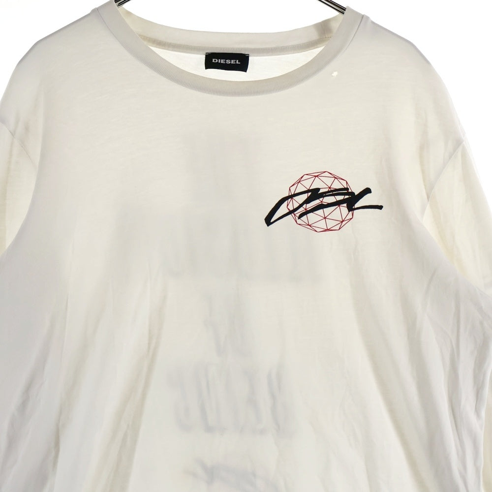 DIESEL(ディーゼル) アームプリント 長袖Tシャツ ロンT カットソー ホワイト A00301-0HAYU