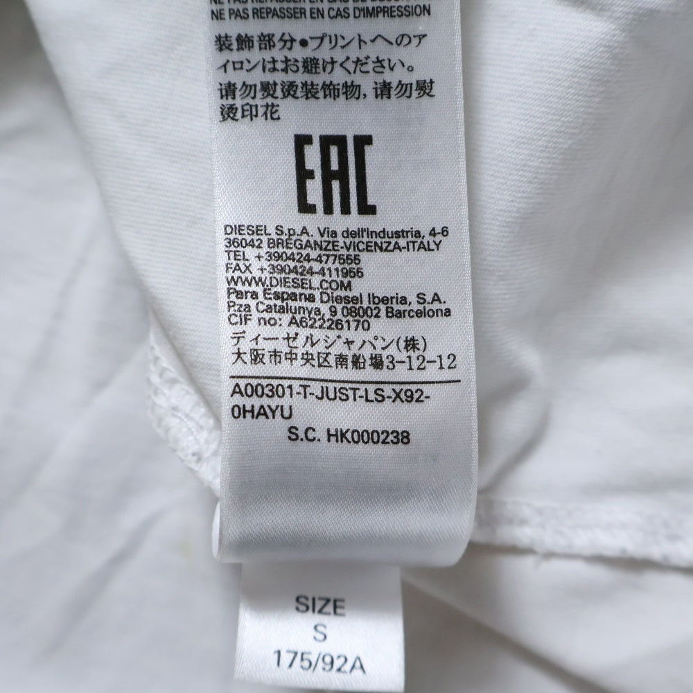 DIESEL(ディーゼル) アームプリント 長袖Tシャツ ロンT カットソー ホワイト A00301-0HAYU