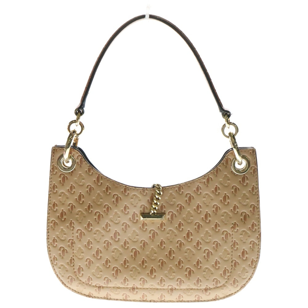 JIMMY CHOO(ジミーチュウ) VARENNE MONOGRAM LEATHER BAG ロゴ装飾 モノグラム レザーハンドバッグ ブラウン