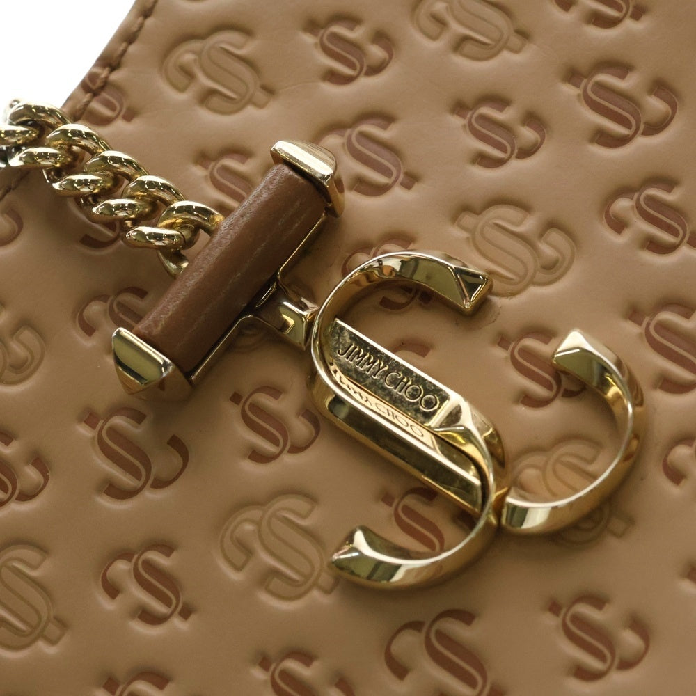 JIMMY CHOO(ジミーチュウ) VARENNE MONOGRAM LEATHER BAG ロゴ装飾 モノグラム レザーハンドバッグ ブラウン