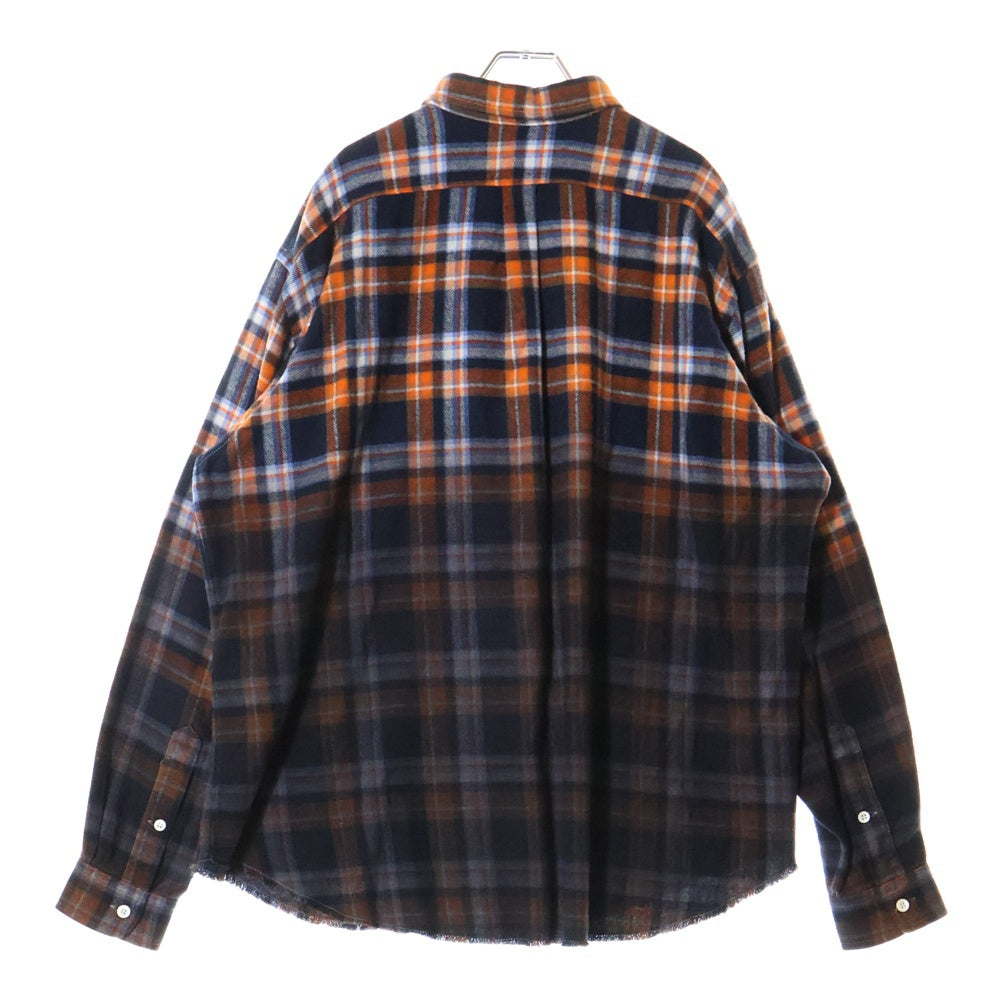 N21 numero ventuno(ヌメロ ヴェントゥーノ) カットオフ グラデーション チェック柄 長袖シャツ オレンジ 21AU-G031-1006