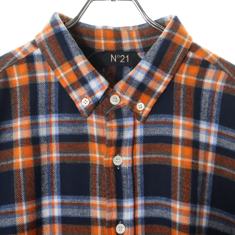 N21 numero ventuno(ヌメロ ヴェントゥーノ) カットオフ グラデーション チェック柄 長袖シャツ オレンジ 21AU-G031-1006