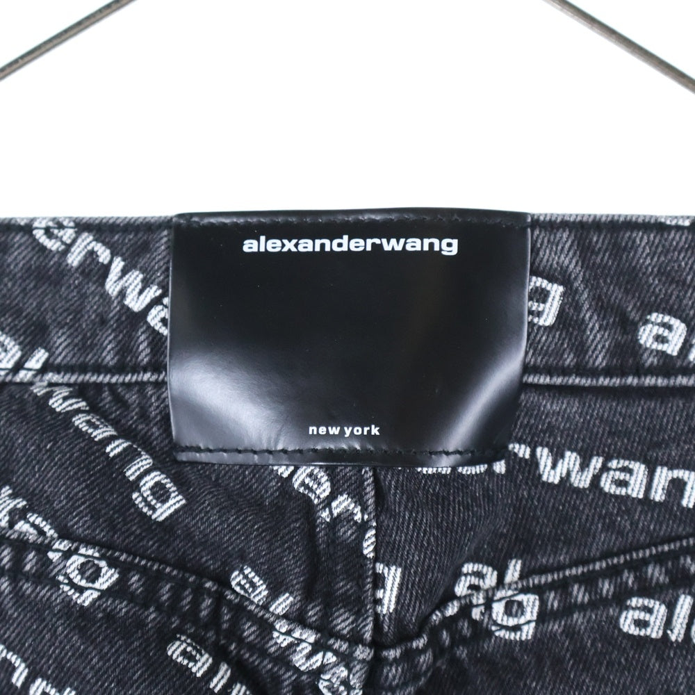 ALEXANDER WANG(アレキサンダーワン) All Over Logo Denim Pants 総柄ストレートデニムパンツ ジーンズ ブラック