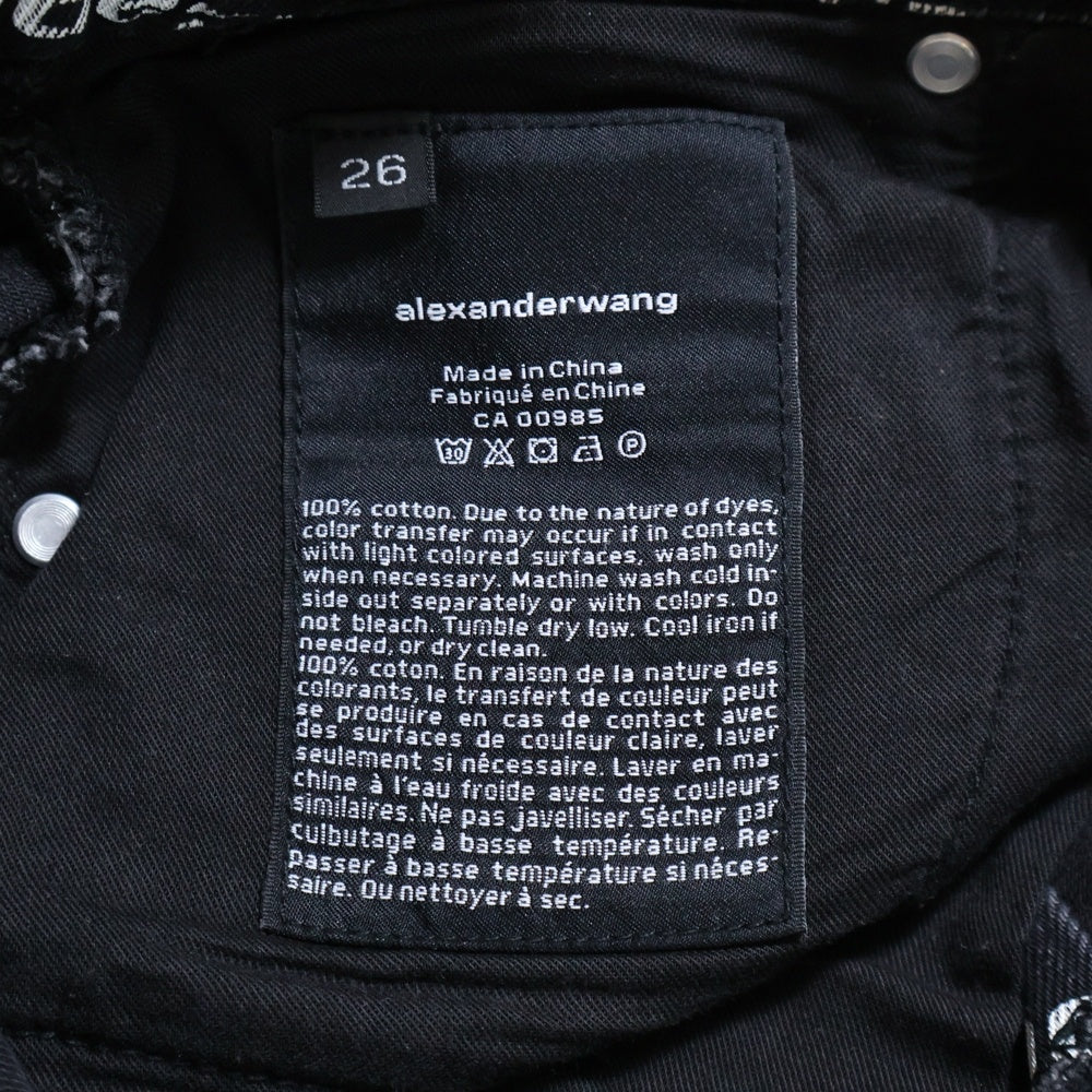 ALEXANDER WANG(アレキサンダーワン) All Over Logo Denim Pants 総柄ストレートデニムパンツ ジーンズ ブラック