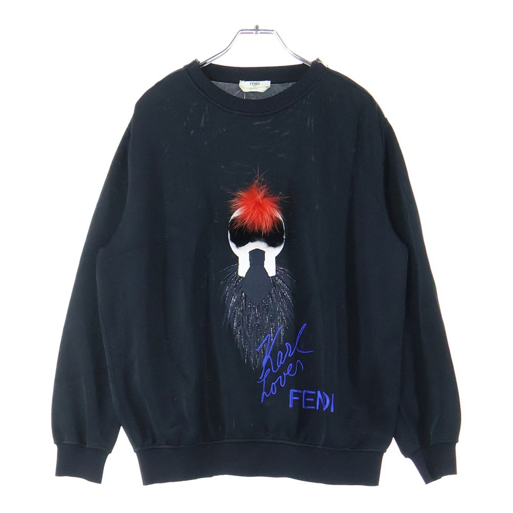 FENDI(フェンディ) Karlito Karl Lover Sweater カーリト クルーネックトレーナー セーター ブラック FS6575 30T