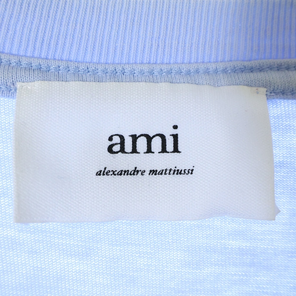 AMI Alexandre Mattiussi(アミアレクサンドルマテュッシ) Logo T-Shirt ハートロゴ刺繍 半袖Tシャツ ブルー E22UTS002.726